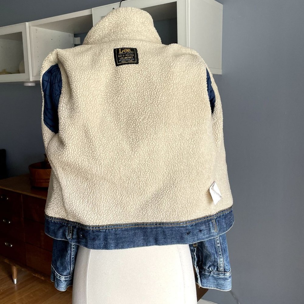 Vintage 90s LEE Lined Sherpa Slim Denim Jacket Womens - Picture 10 of 11